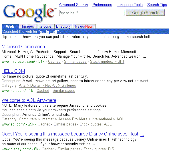Screenshot of Google